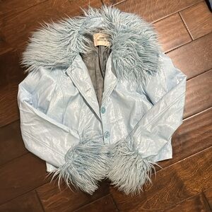 Faux fur blue jacket